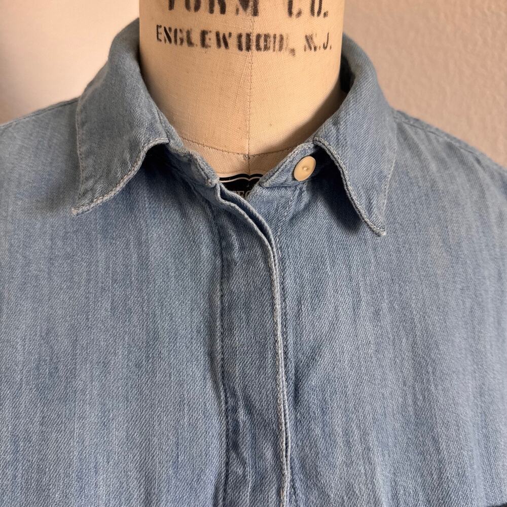 Madewell | Light Wash Chambray Shirt Dress XS Button Front Casual Denim - Picture 12 of 14